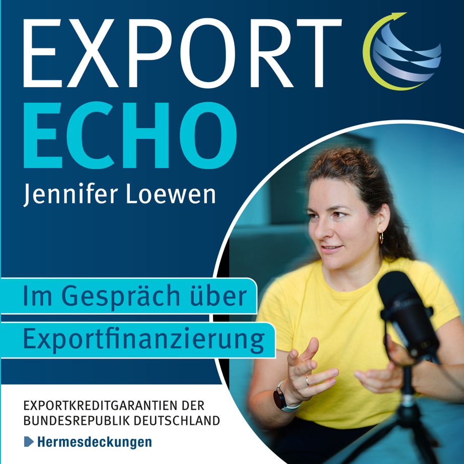 Titelbild zum Podcast - Überschrift mit Portrait von Jennifer Loewen