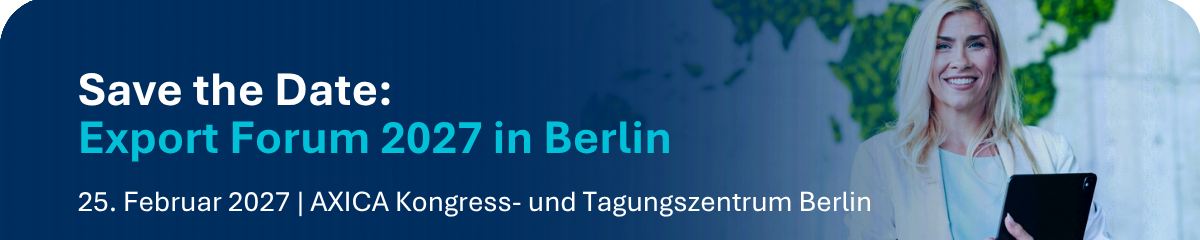 Save-the-date Export Forum 2027 in Berlin Header: Save-the-date Export Forum 2027 in Berlin