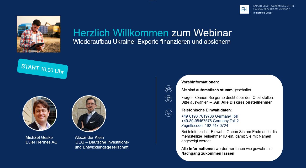 Bild: Online-Event: Wiederaufbau Ukraine: Exporte finanzieren und absichern  