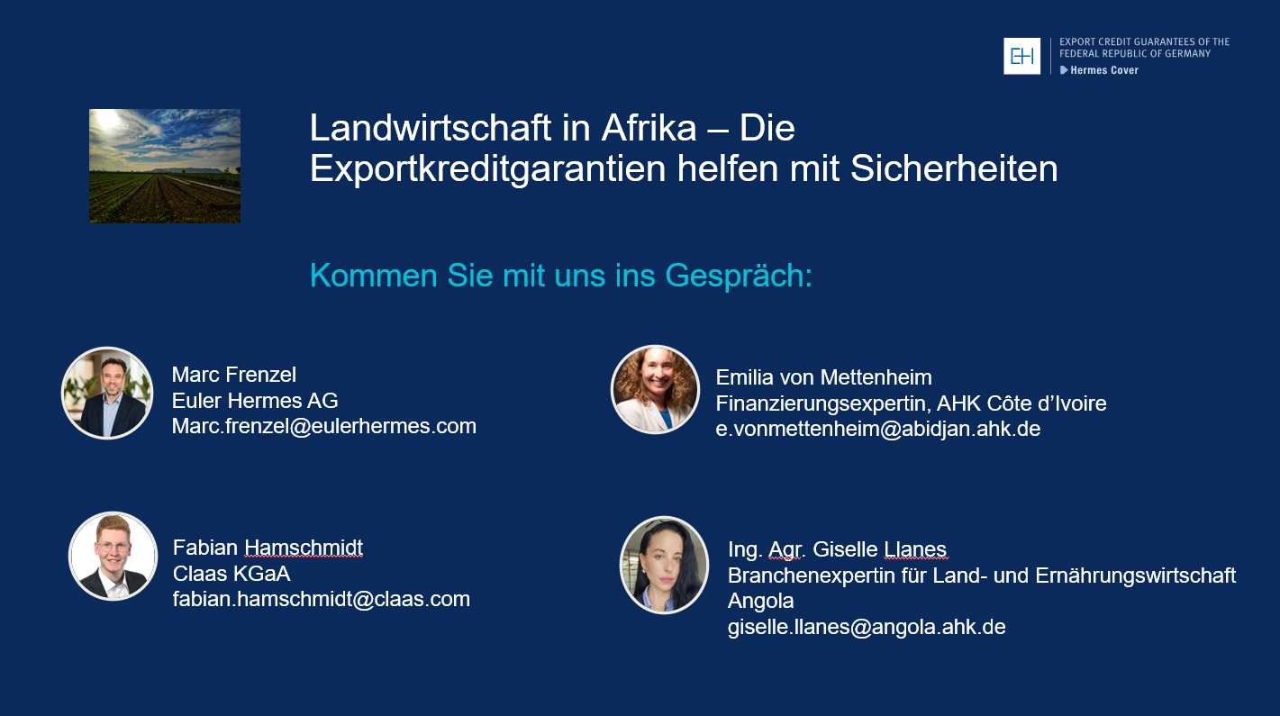 Bild: Online-Event: Landwirtschaft in Afrika - Die Exportkreditgarantien helfen mit Sicherheit 